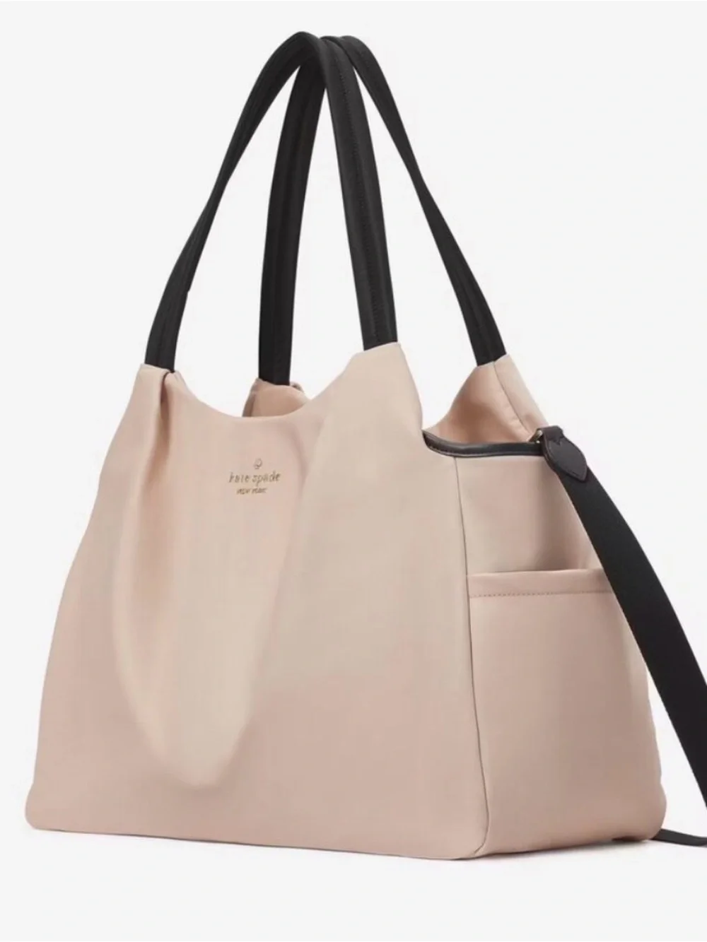 kate spade beige and black color block Chelsea diaper bag tote MSRP $399